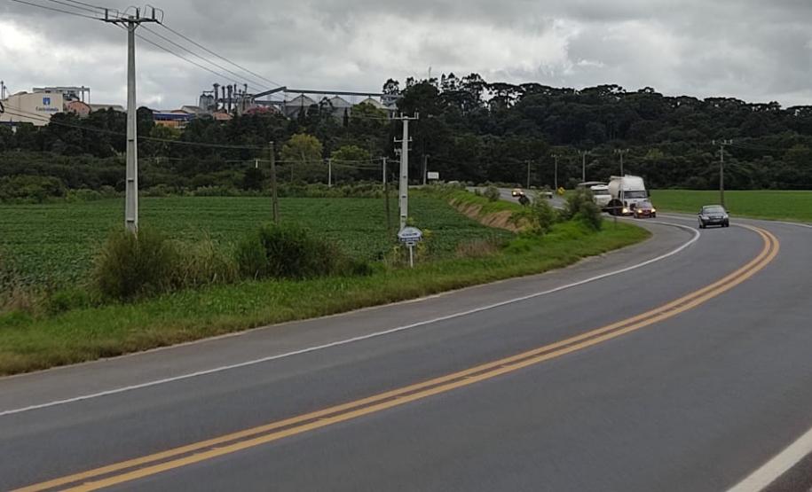 Trecho da PR-340, em Castro, após serviços de conservação