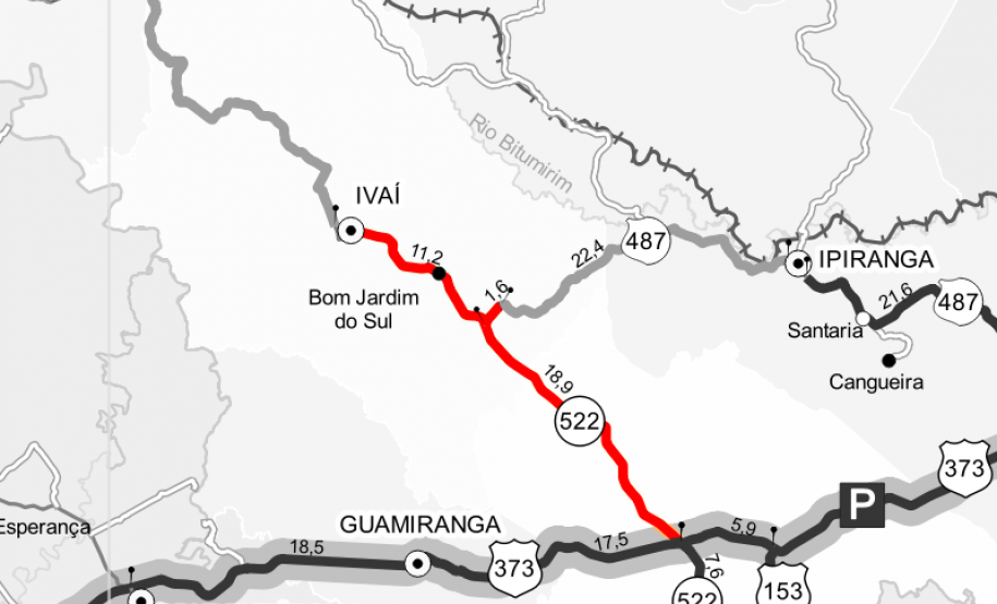 Mapa detalhando os trechos que estão recebendo os serviços de conservação