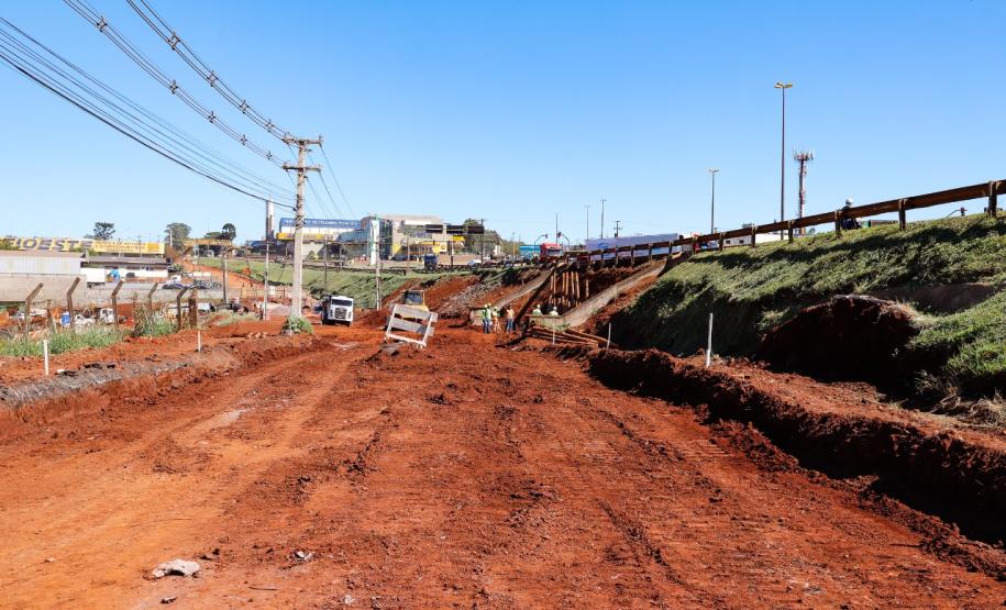 Andamento das obras no trevo Cataratas, em Cascavel
