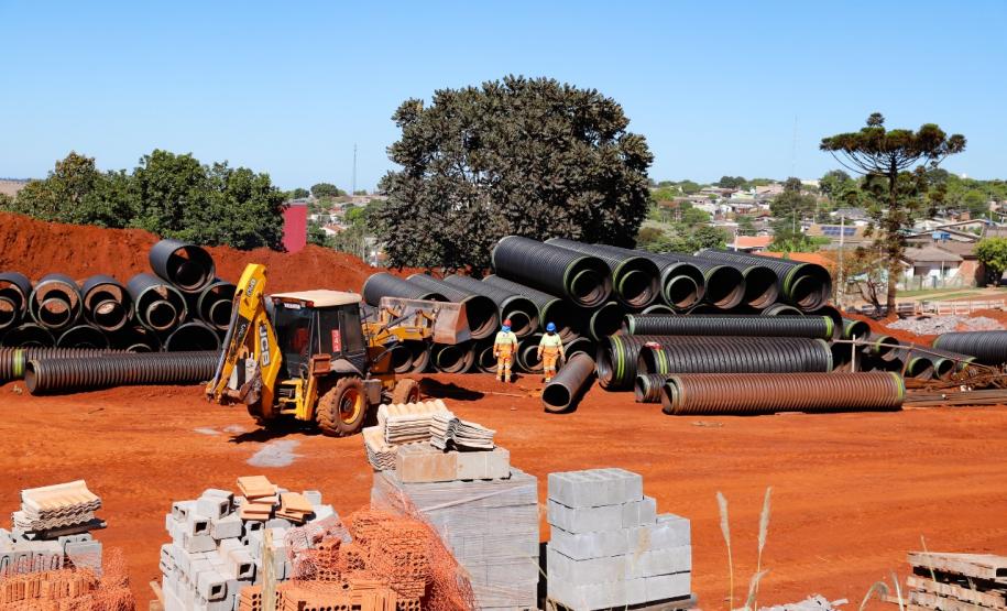Andamento das obras no trevo Cataratas, em Cascavel