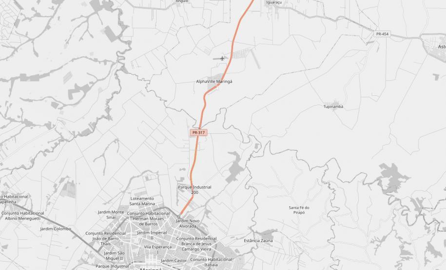 Mapa do trecho que irá receber as obras