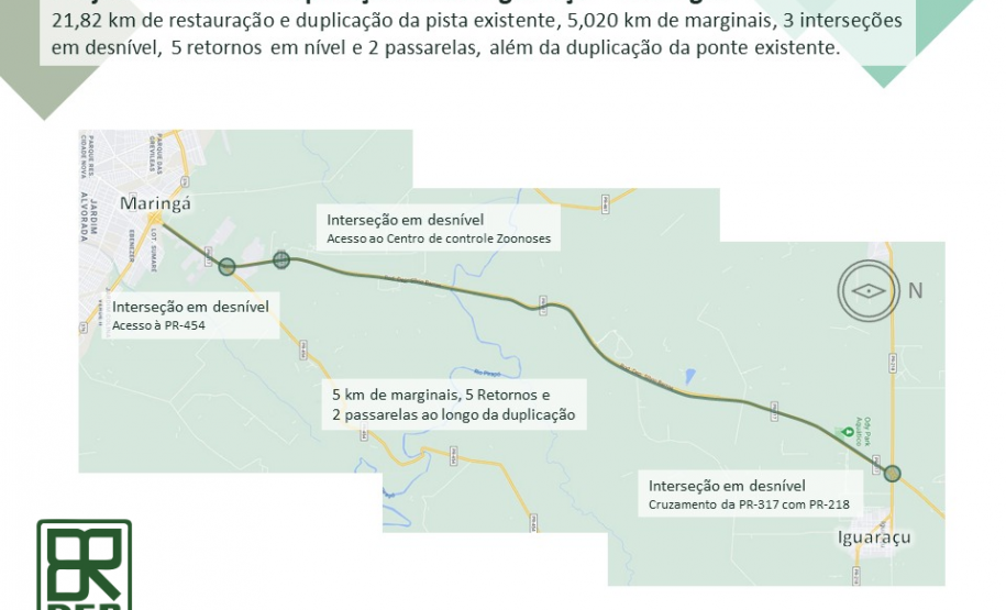 Mapa detalhando a obra de duplicação da PR-317