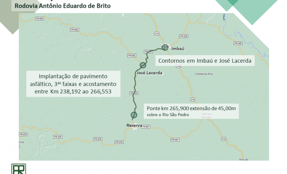 Mapa detalhando a obra