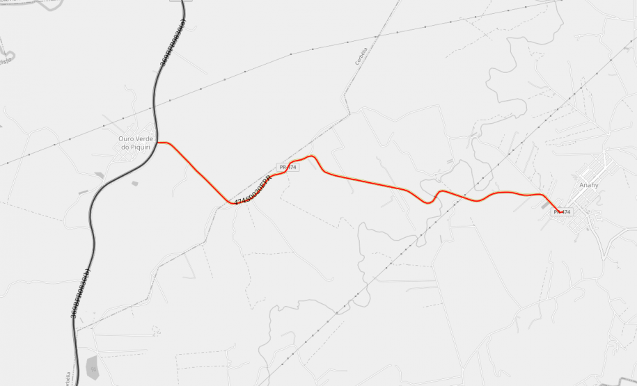 Trecho da PR-474 em Anahy, após serviços de conservação
