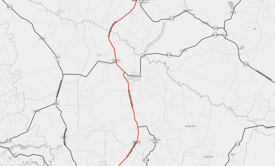 Mapa do trecho contemplado