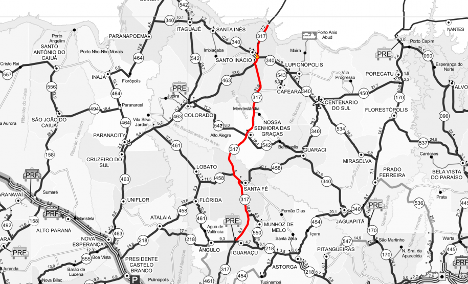Mapa do trecho contemplado