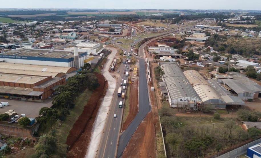 Vista aérea do Trevo Cataratas, em Cascavel