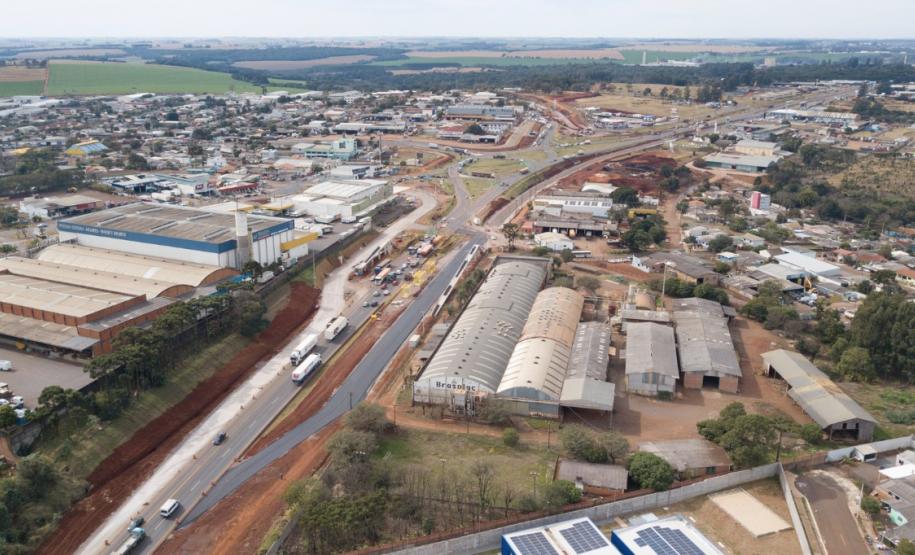 Vista aérea do Trevo Cataratas, em Cascavel