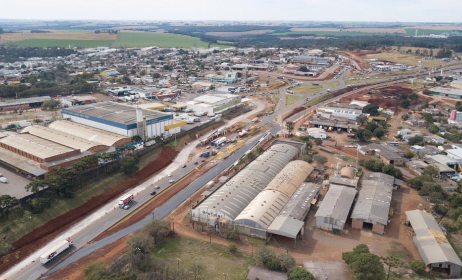 Vista aérea do Trevo Cataratas, em Cascavel