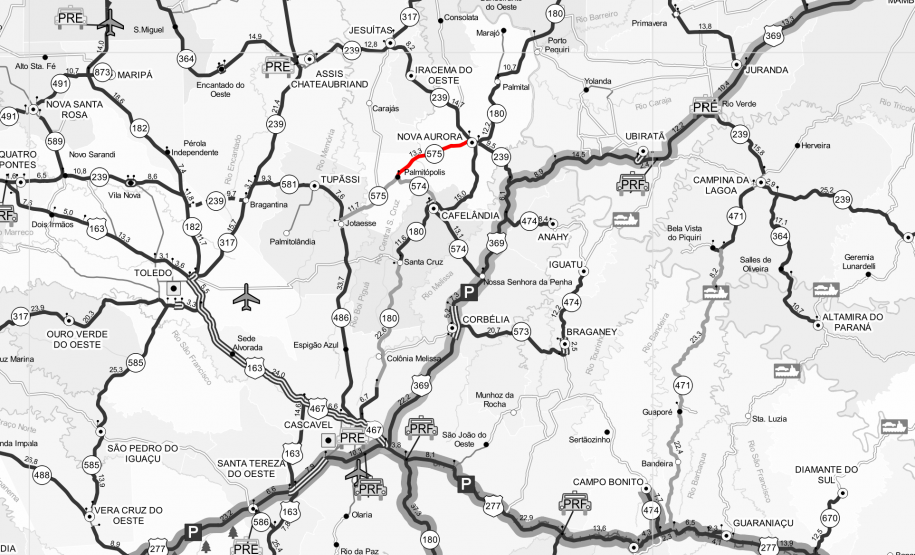 Mapa do local atendido com serviços de conservação