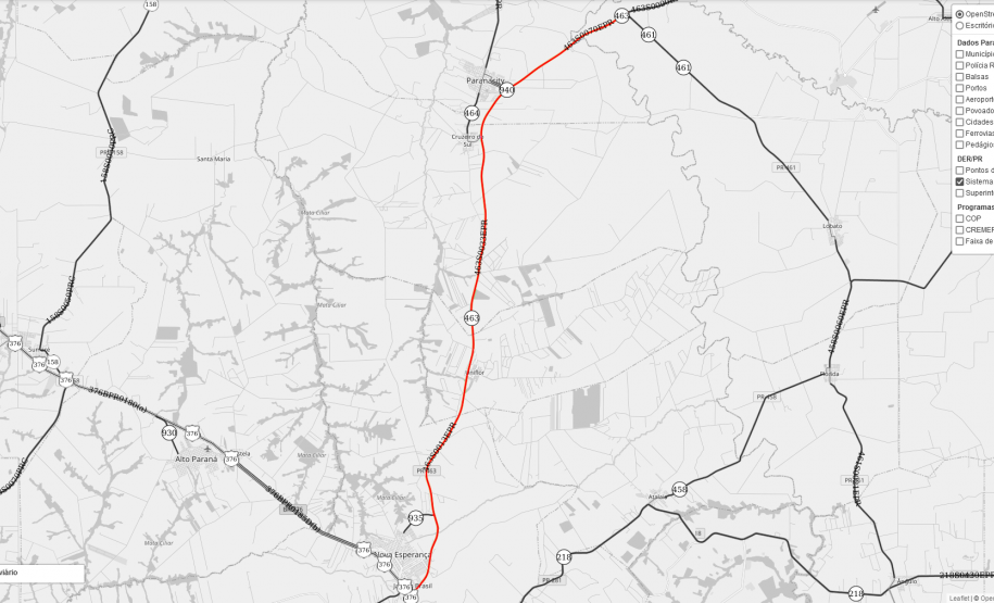 Mapa do trecho que receberá o projeto