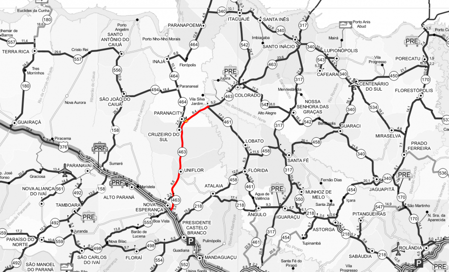 Mapa do trecho que receberá o projeto
