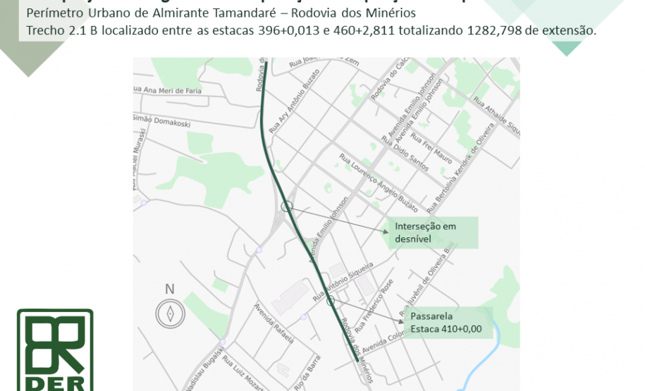 Croqui da duplicação da Rodovia dos Minérios no perímetro urbano de Almirante Tamandaré