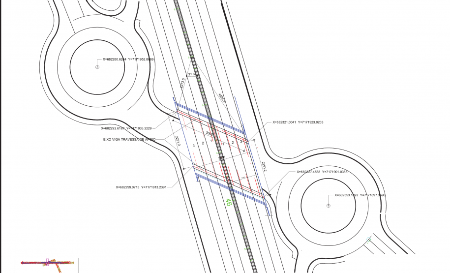 Recorte de planta do novo viaduto de São José dos Pinhais