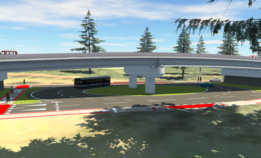 Maquete eletrônica de viaduto