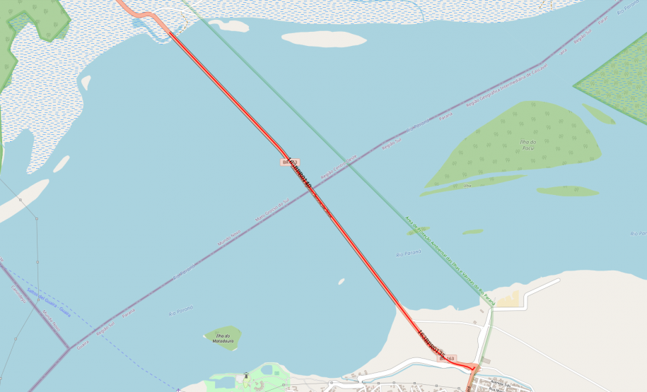 Mapa da Ponte de Guaíra