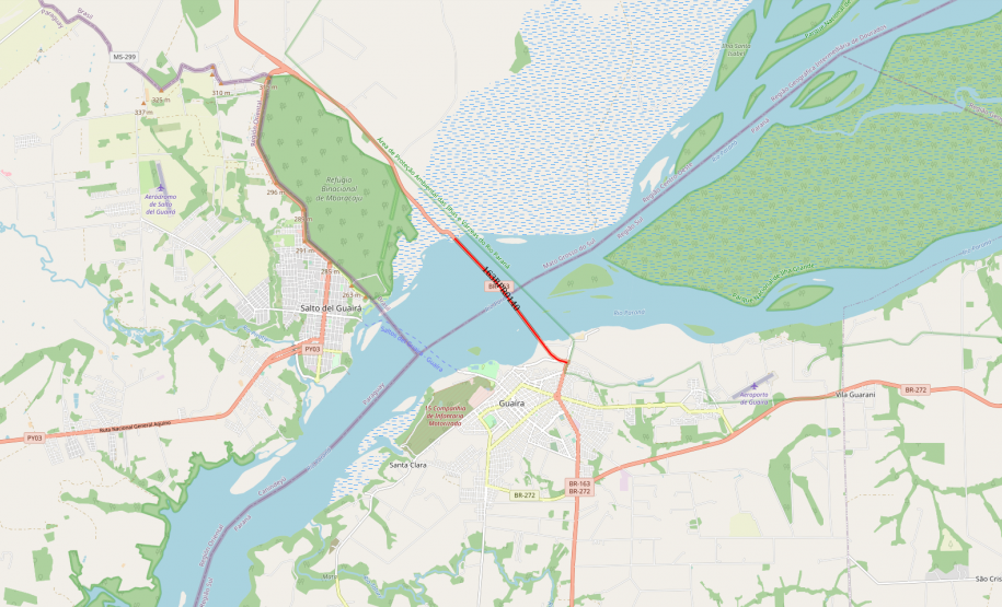 Mapa da Ponte de Guaíra