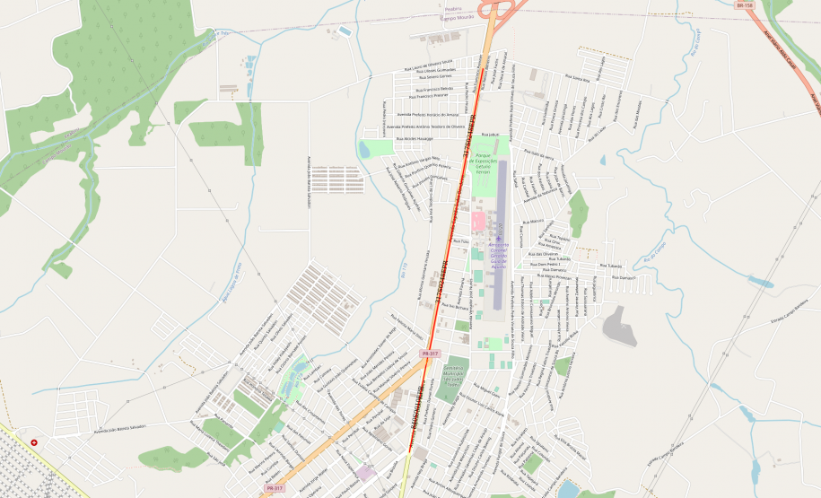 Mapa do trecho que receberá as obras