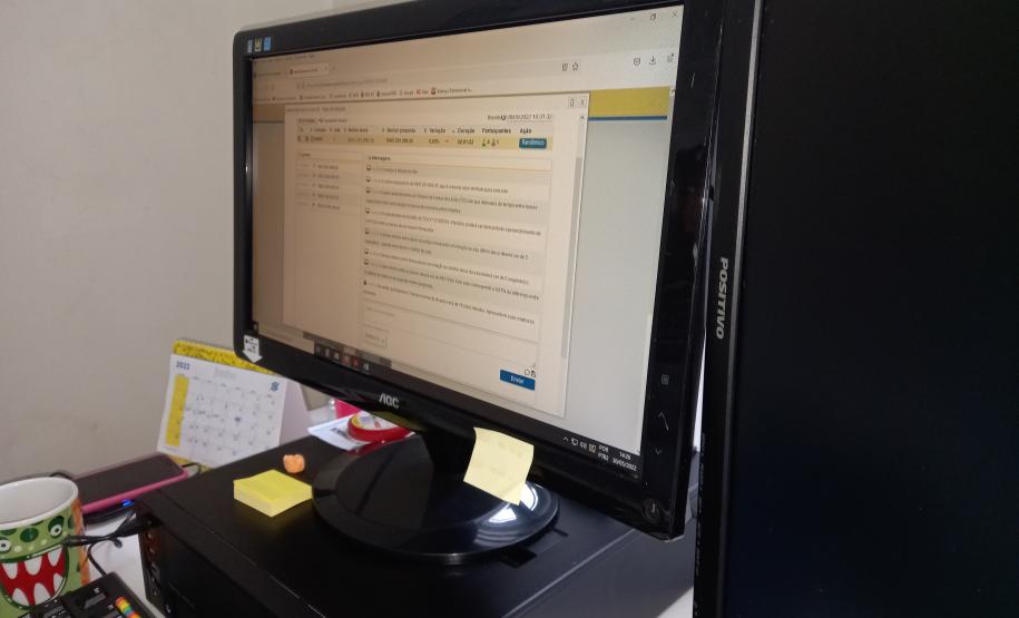 Sessão de lances online da licitação