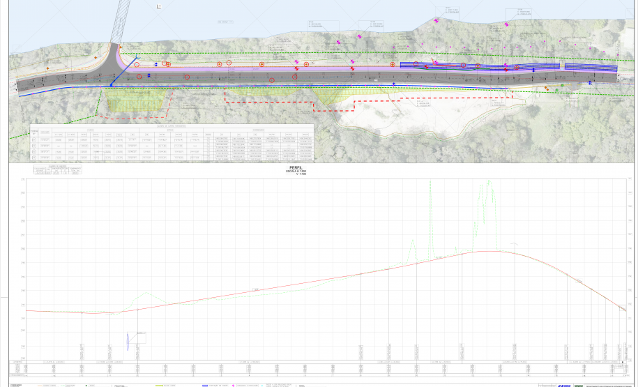 Folha do projeto geométrico da obra