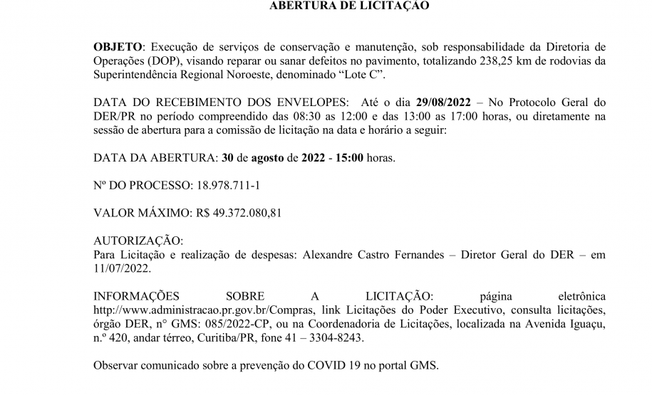 aviso 238,25 km Noroeste