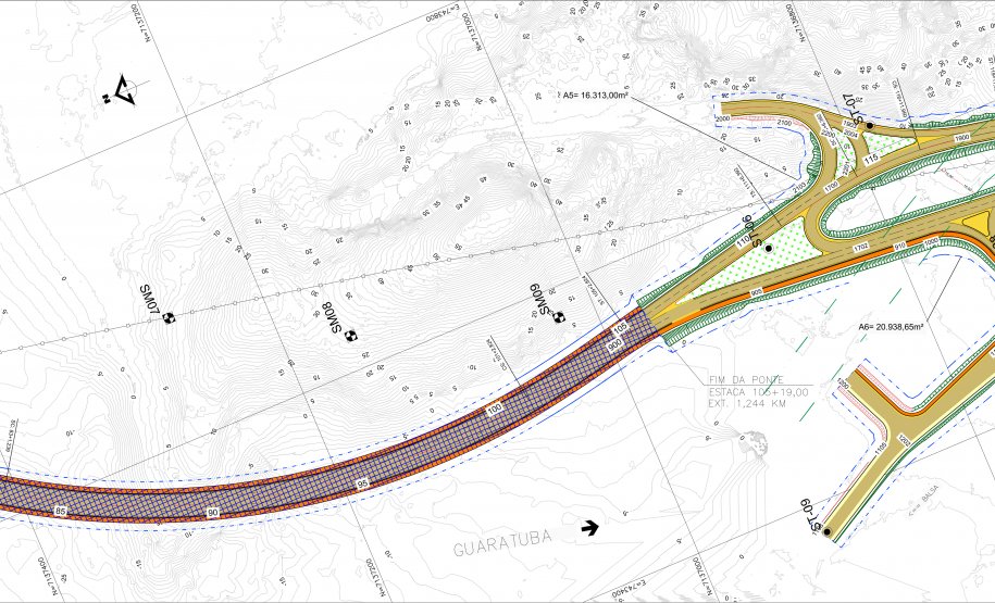 Anteprojeto do acesso da ponte em Guaratuba