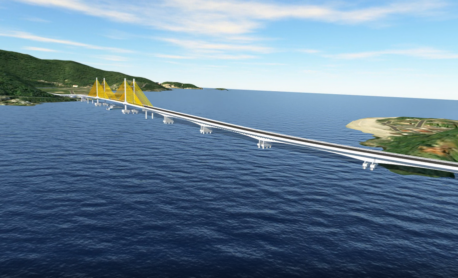 Imagem da maquete 3D da ponte