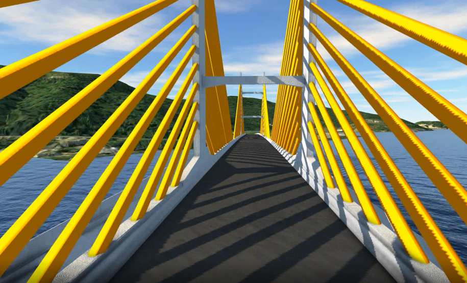 Imagem da maquete 3D da ponte