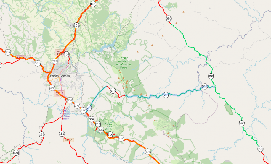 PR-513 mapa dos trechos