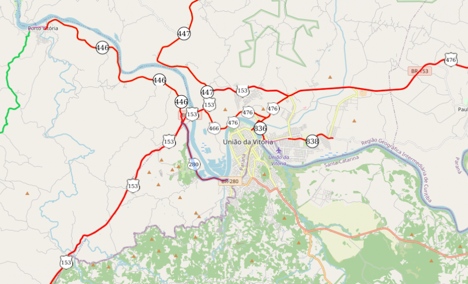 Trecho da PRC-280 em União da Vitória