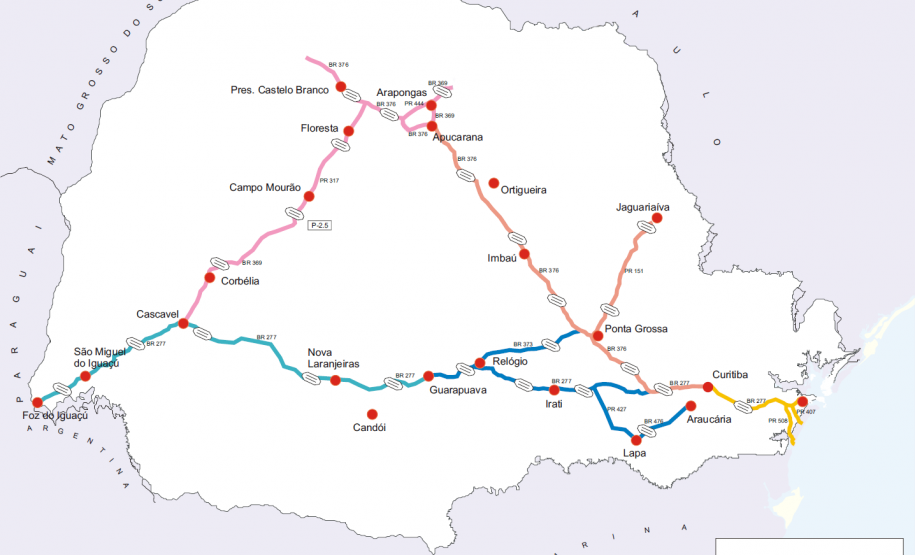 Mapa dos trechos atendidos