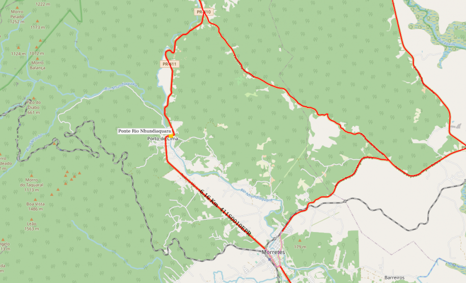 Mapa indicando a Ponte Rio Nhundiaquara em Morretes