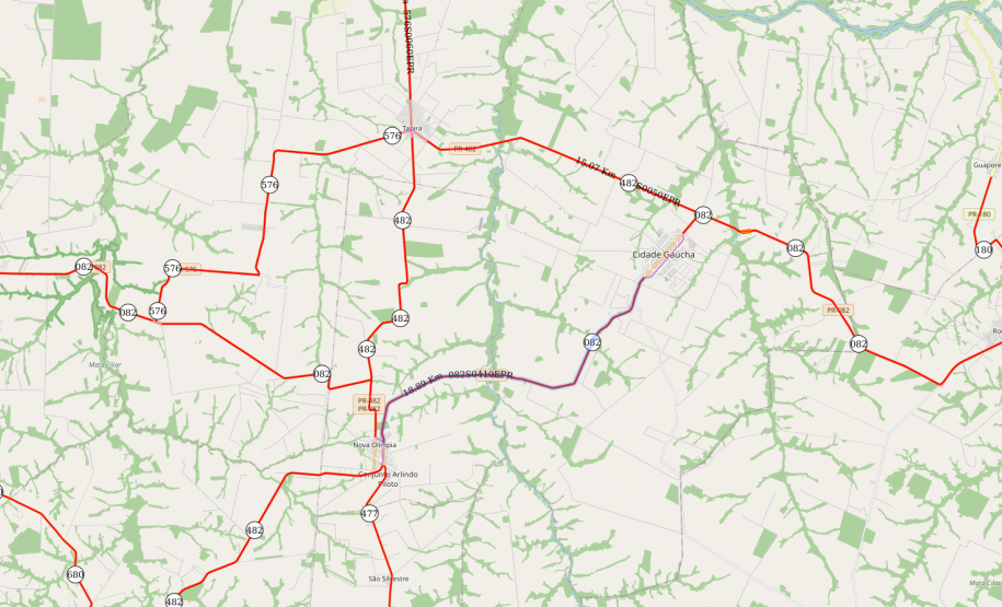 PR-082 entre Cidade Gaúcha e Nova Olímpia