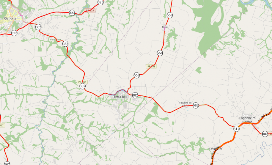 Mapa da PR-082 em Terra Boa