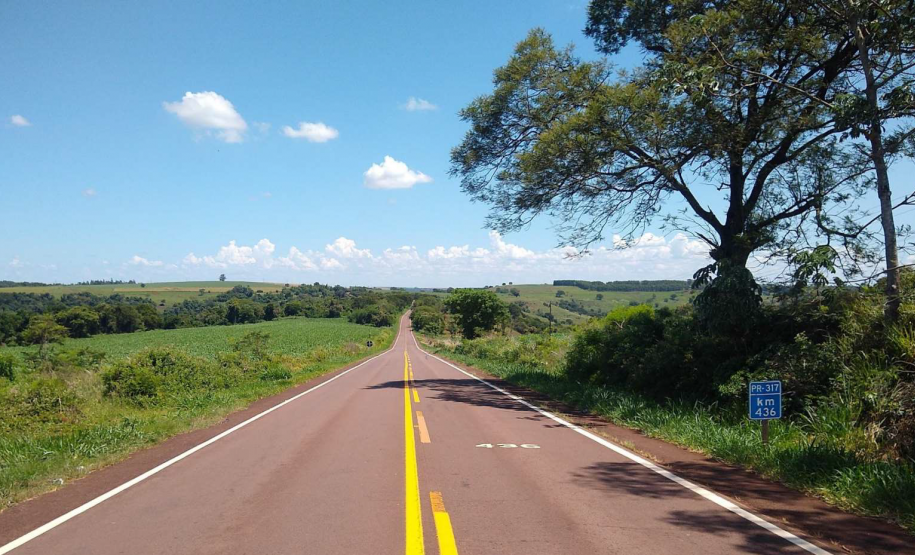 Rodovia com árvores na região Oeste