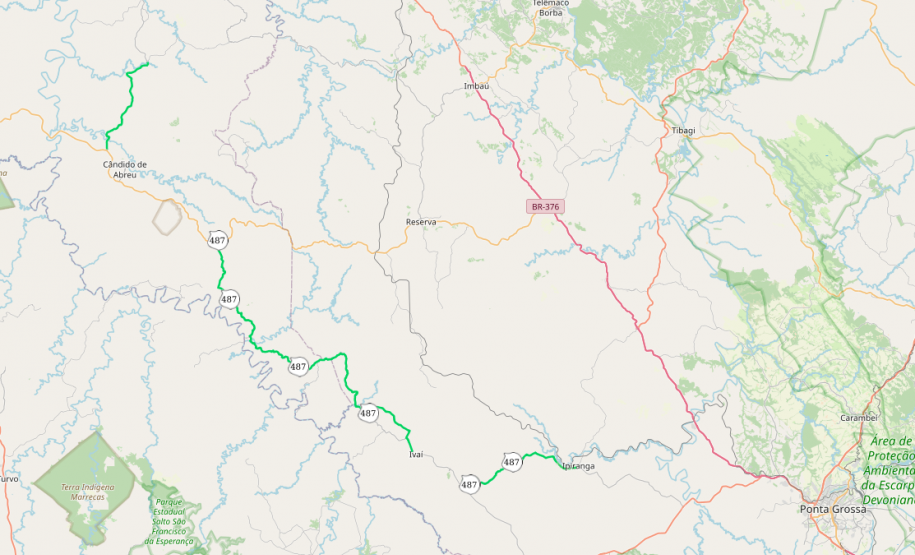 Mapa das rodovias do lote 03