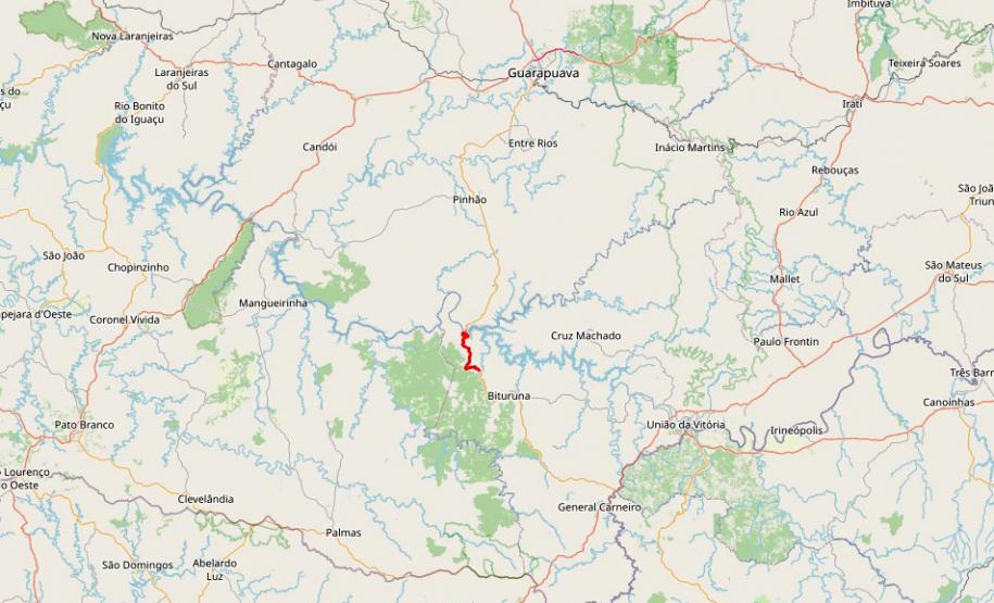 Mapa do trecho em obras