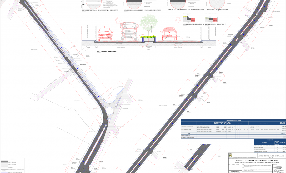 Folha do projeto de pavimentação