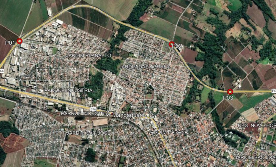 Mapa das interseções em Mandaguari