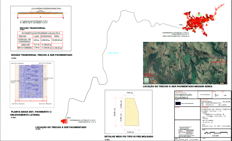 Folha do projeto da obra