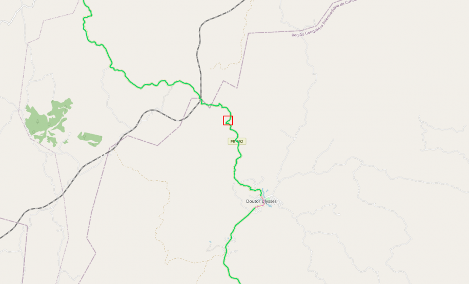 Mapa indicando o local da queda de barreira