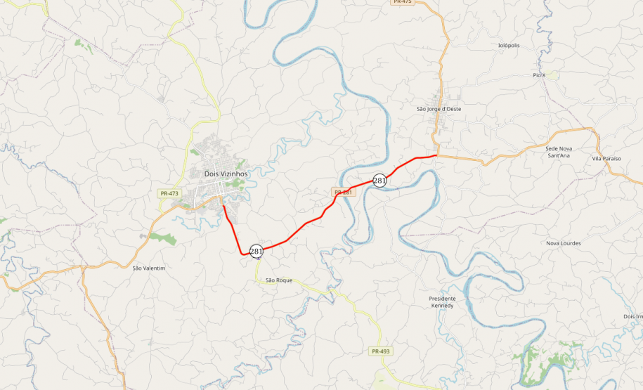PR-281 Mapa Dois Vizinhos - São Jorge do Oeste