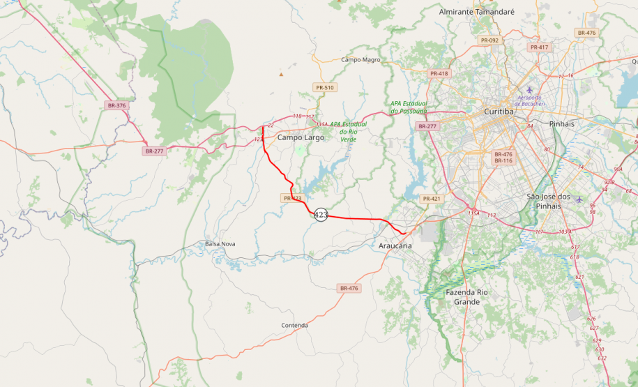 PR-423 entre Araucária e Campo Largo