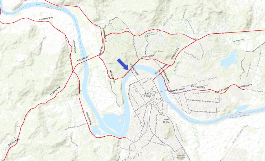 Mapa indicando o local em obras