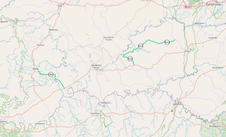 Mapa PR-433 e PR-281