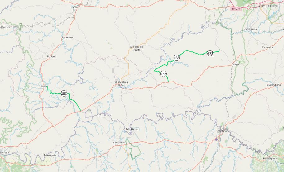 Mapa dos trechos atendidos