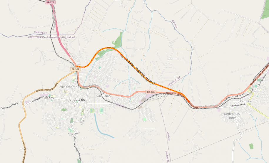 Mapa Contorno de Jandaia do Sul