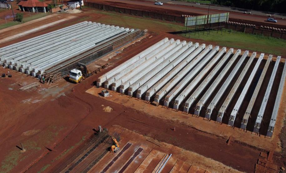 Pátio de vigas da obra de duplicação da BR-469