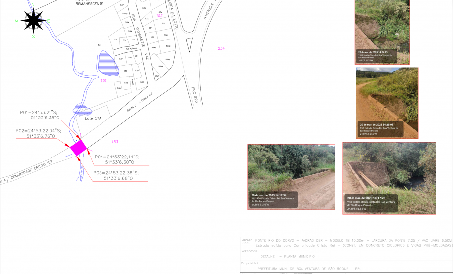 Ponte do Rio Corvo em Boa Ventura de São Roque - localização