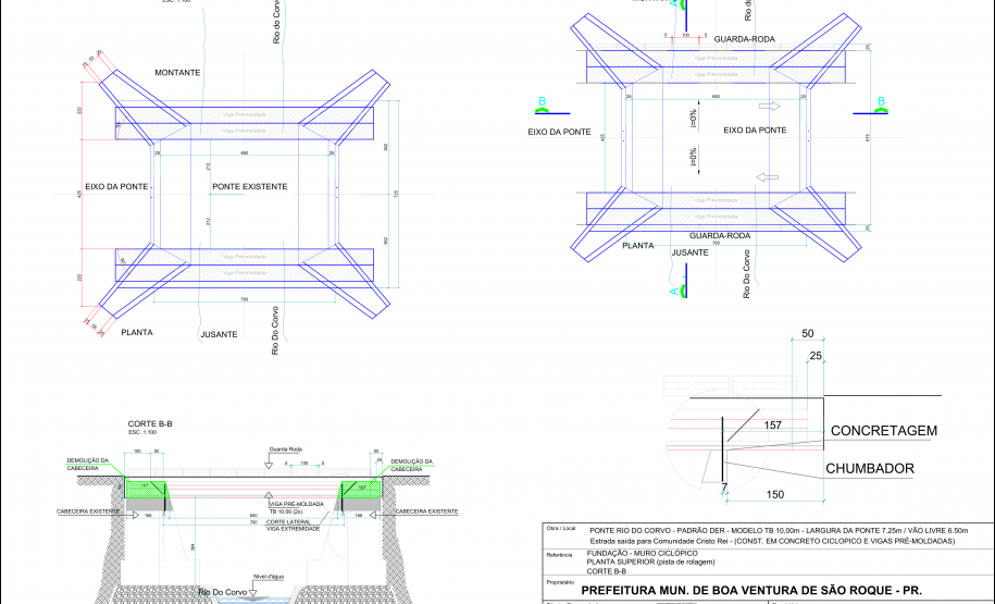 Ponte do Rio Corvo em Boa Ventura de São Roque - folha do projeto
